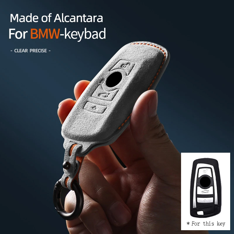 

Alcantara Car Key Case Cover For BMW 1 2 3 5 7 Series X1 X3 X5 X6 F15 F16 F20 F22 F30 F32 G30 Keychain Auto Accessories