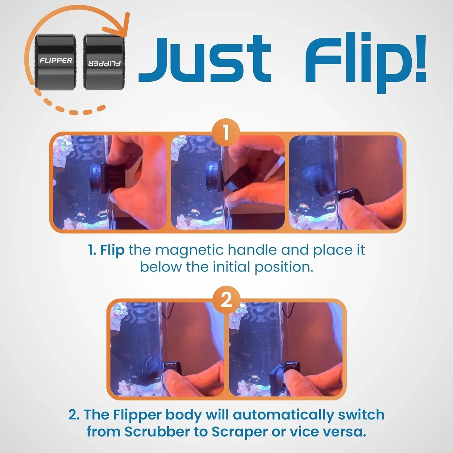 Flipper Pico Black 2 In 1 Dual Sided Aquarium Magnet Algae Cleaner Scrubber Scraper for Small Glass Fish Tanks Up to 6mm