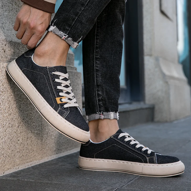 Men Casual Canvas Shoes Lace Up Simplicity Skateboard Tennis Trainers Running Sports Shoes Male Comfortable Flats Sneaker 39-44