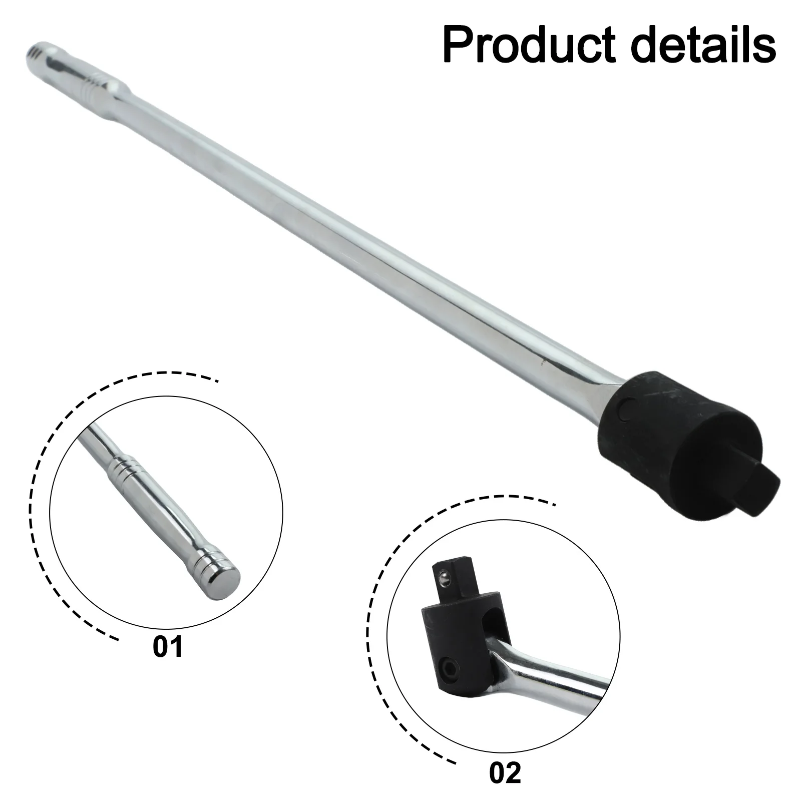 

600 мм (23,62 дюйма) Усиленный инструмент с адаптером 1/2 дюйма, незаменимый для мастерской, с антикоррозийной конструкцией, пружинным шариковым механизмом и эргономичной рукояткой