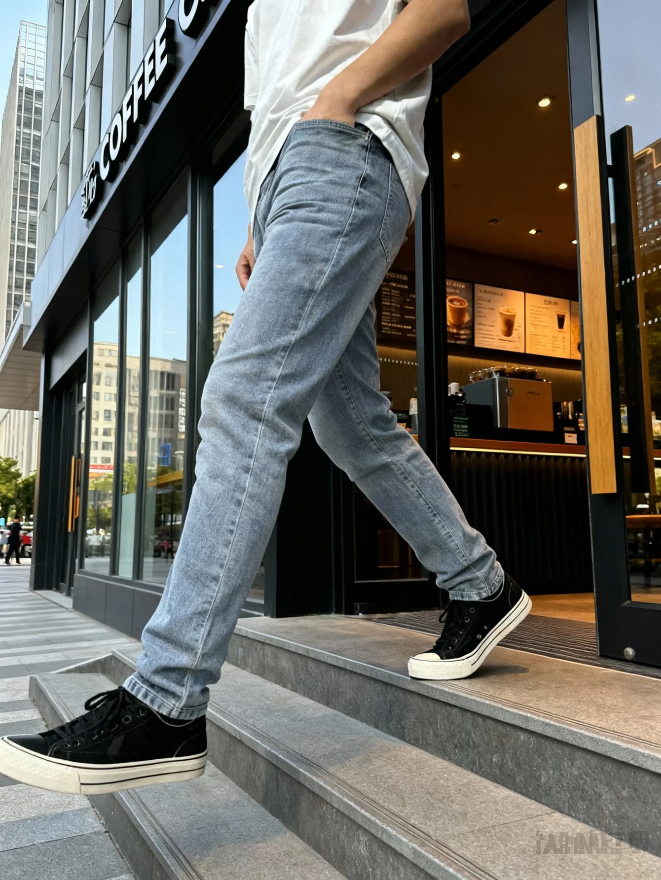 Men's Workwear Style Vintage Washed Slim Fit Skinny Jeans