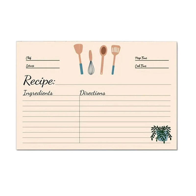 Double Sided Recipe Cards Set, Cardstock grosso, Kit em branco, presente para a mãe, irmã, filha, amigo, 4x6 polegadas, 100