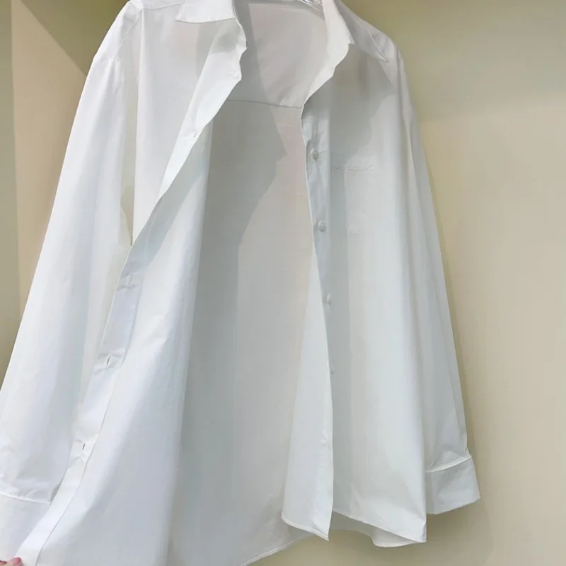 Camicetta di cotone da donna con camicia bianca casual primaverile