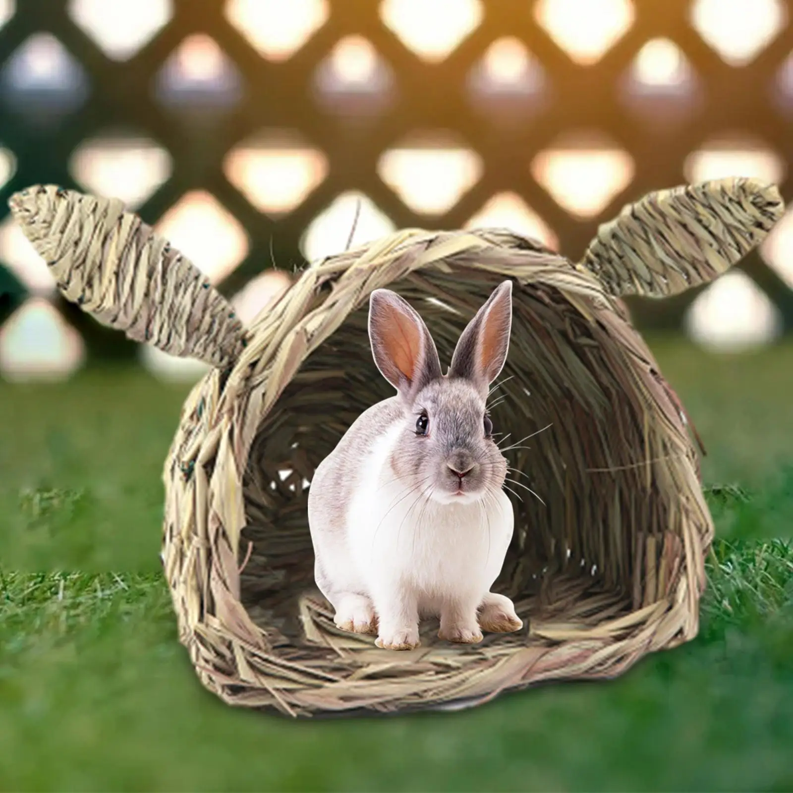 Rabbit Straw Nest, Bunny Grass Tunnel Handmade Woven Chew Toy, Hideaway Hut Toy Warm Hideaway Hut for Bunny Little Animals,