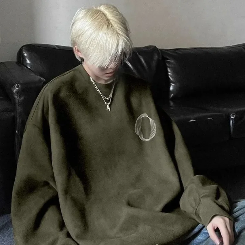 

Мягкая мужская толстовка с круглым вырезом и принтом для молодых студентов, топы высокого качества, модный мужской пуловер в стиле Харадзюку, простая теплая толстовка