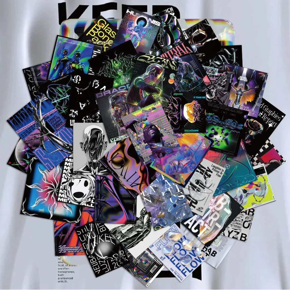 40pcs Cool Psychedelic Acid Graphic Art Graffiti Stickers Aesthetic Decals DIY Laptop Skateboard Diary Fridge Decoration Sticker