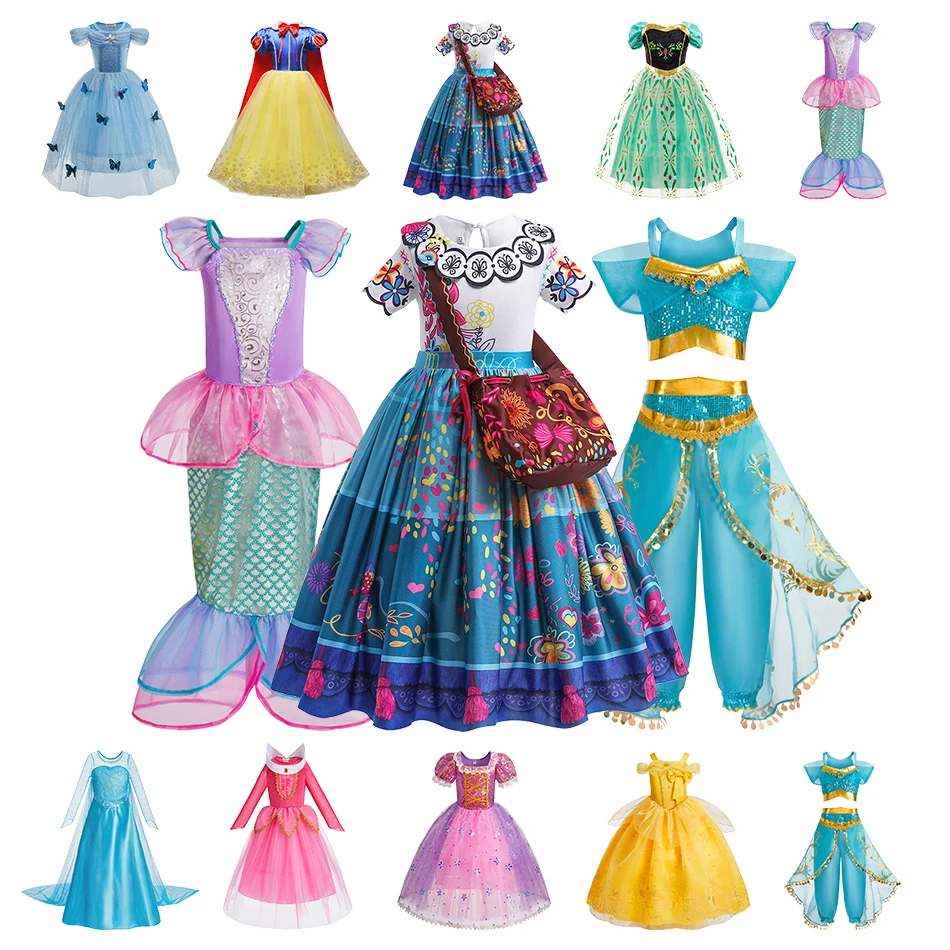 Vestido de Elsa Anna Rapunzel para niños, vestido elegante de baile de Reina de la nieve para niñas pequeñas, vestidos de Cosplay de princesa para Navidad y Halloween