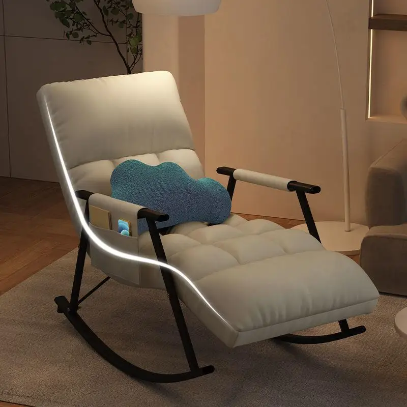 Reclining Chair Balcony Home Leisure Nordic Style Rocking Chair Adult Bedroom Lazy Sofa Living Room Nap Chair