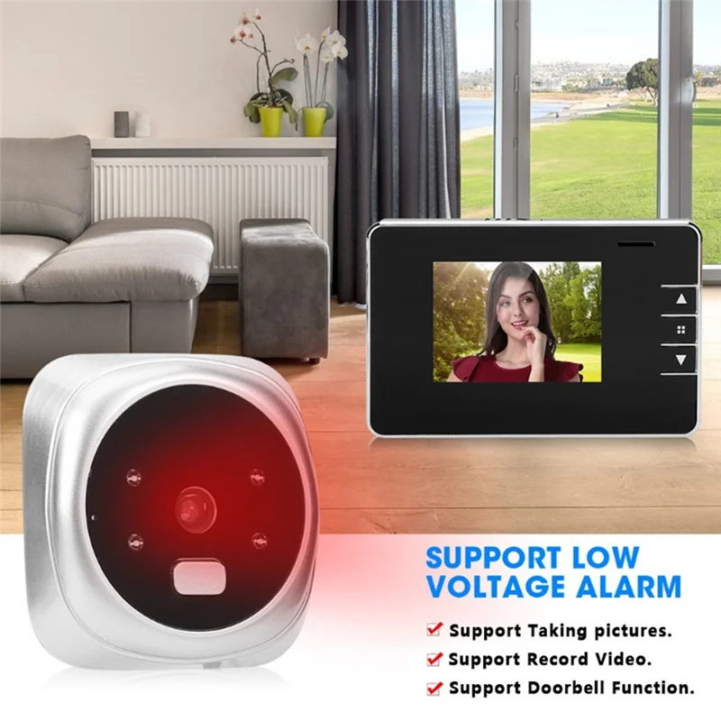 B03B-Home Monitoramento Anti-Roubo Campainha Eletrônica Olho de Gato Com Tela de 2,8 Polegadas Com Função de Vídeo e Foto