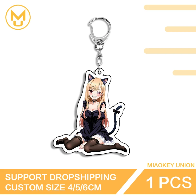 Kitagawa Marin Key Chains Seductive Kneel Posture Double Sided Costumes Car Backpacks Props For Car Backpacks Handbags Wallets