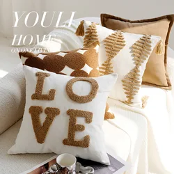Cute and Minimalist Pillowcases, Brown and Minimalist Styles, Living Room, Animal Cream Sofa, Mattress, Cushion and Pillow