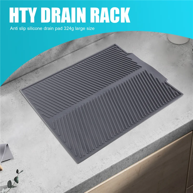 ABPP-배수 랙 실리콘 접시 배수 트레이 대형 싱크 건조 랙 작업대 주최자 접시 식기 용 건조 랙