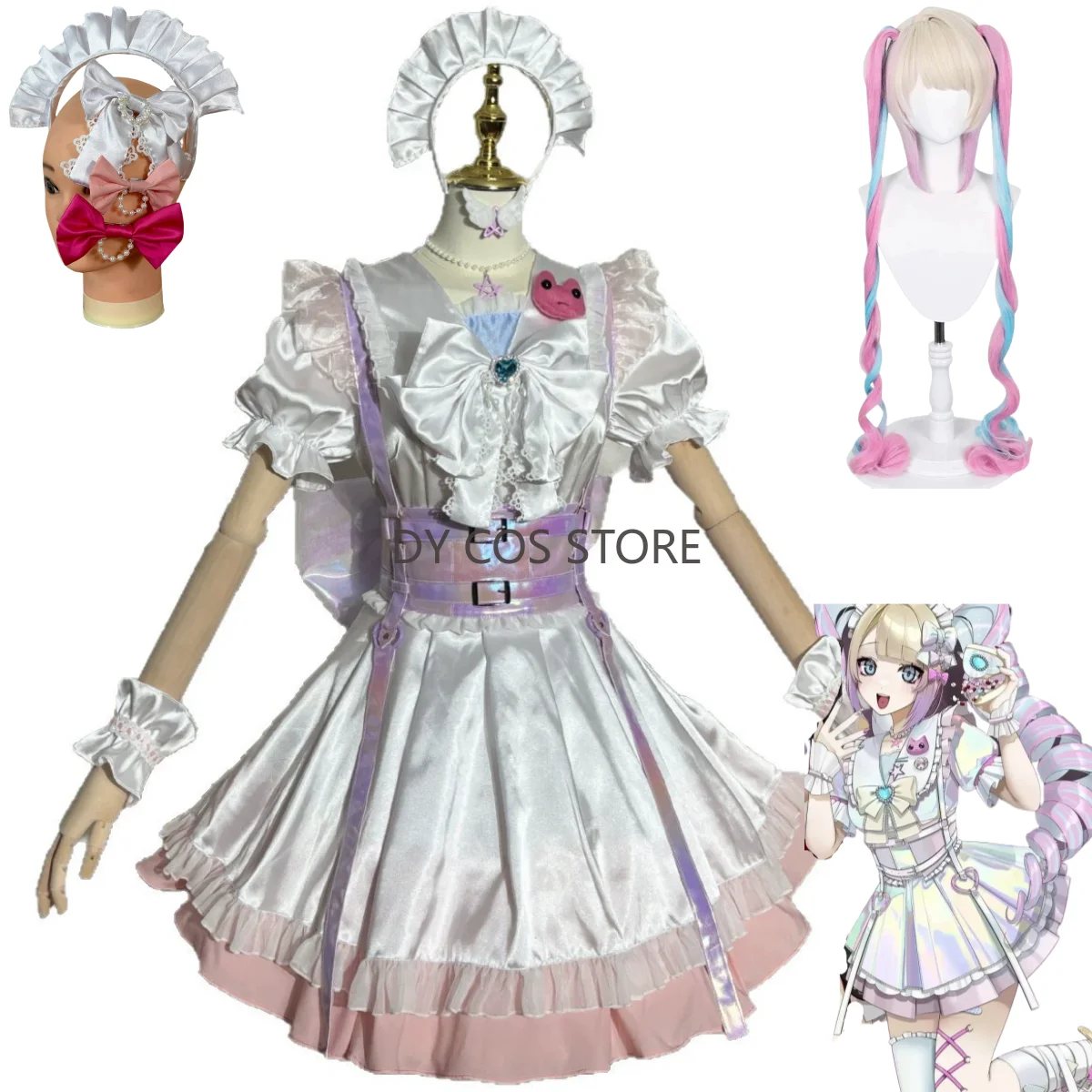 

Anime Needy Girl Overdose Kangel Rain Ame Cosplay Costume Magical Girl Lolita Dress Wig Adult Woman Cute Birthday Party Suit