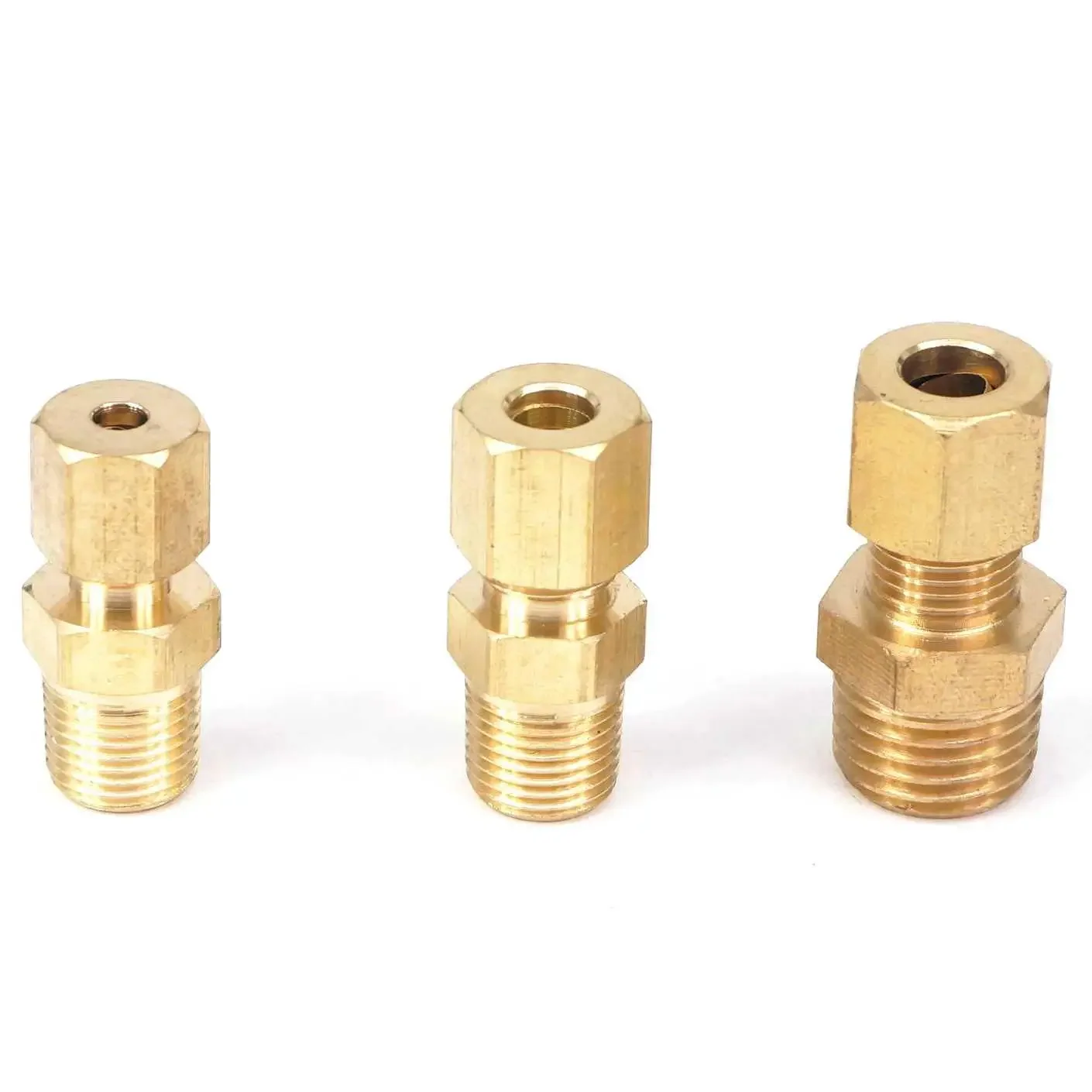 1/8' 1/4' 3/8' 1/2' NPT Male X Fit Tube O.D 1/8' 3/16' 1/4' 3/8' Compression Union Brass Pipe Fitting Connectors 229 PSI