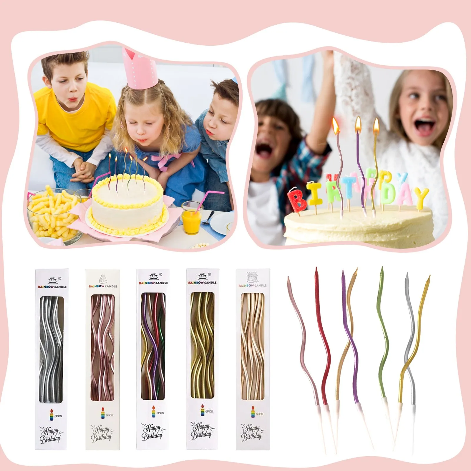 Birthday Decoration Curved Thread Creative Long Cake Decoration Wedding Anniversary Valentine's Day Romantic Candles