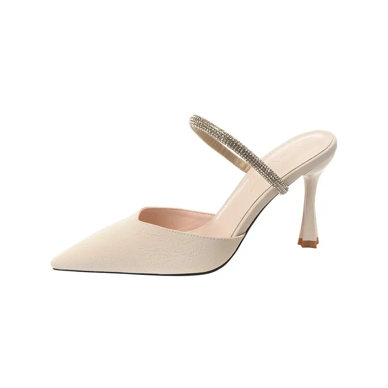 Size 31-43 Rhinestone High Heel Sandals Women Summer Pointed Toe Stiletto Heel Large Size Woman Shoes