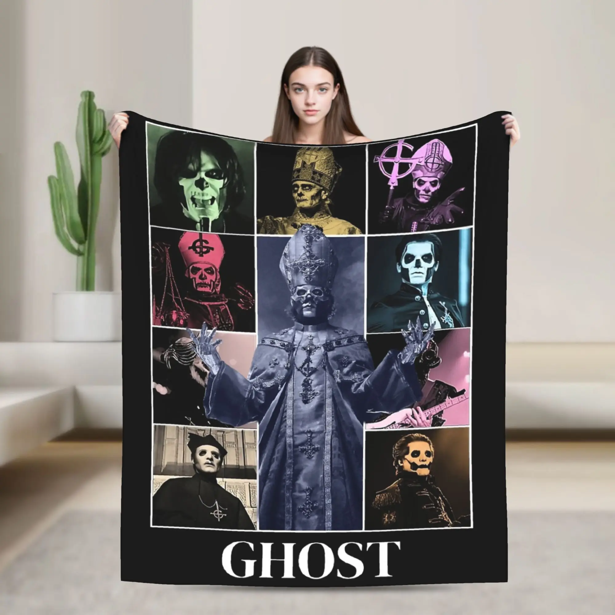 Papa V Perpetua Ghost Band Blankets Flannel All Season  Breathable Lightweight Thin Throw Blankets for Home Office Bedspread