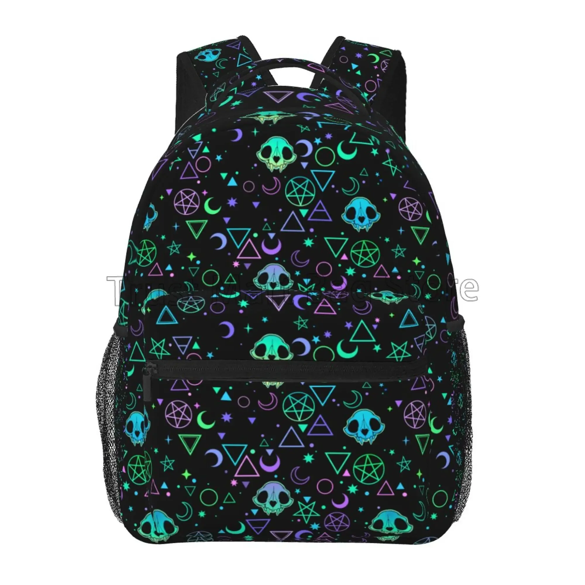 Magic Skulls Laptop Backpacks Student School Bookbag Unisex Casual Shoulder Bags Large Daypacks for Travel Hiking Camping