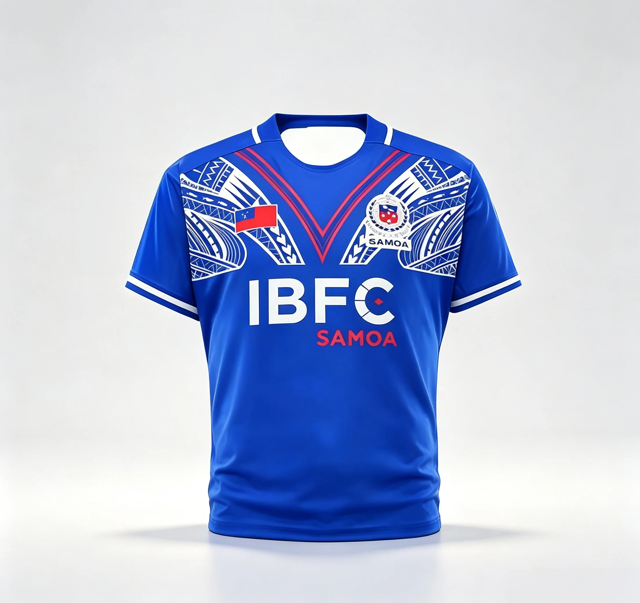 2026 IBFC Samoa Fußballtrikot Herren Kurzarm, Rotes Polynesisches Stammesmuster Schnelltrocknendes Fußballshirt Familien-Partnerlook – Detail 6