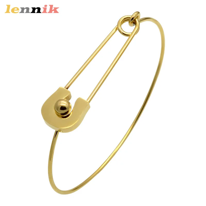 Elegantes dünnes Damenarmband, Sicherheitsnadel-Design aus Titanstahl, modische minimalistische Manschette, trendiger Alltagsschmuck 2024, Neuankömmling