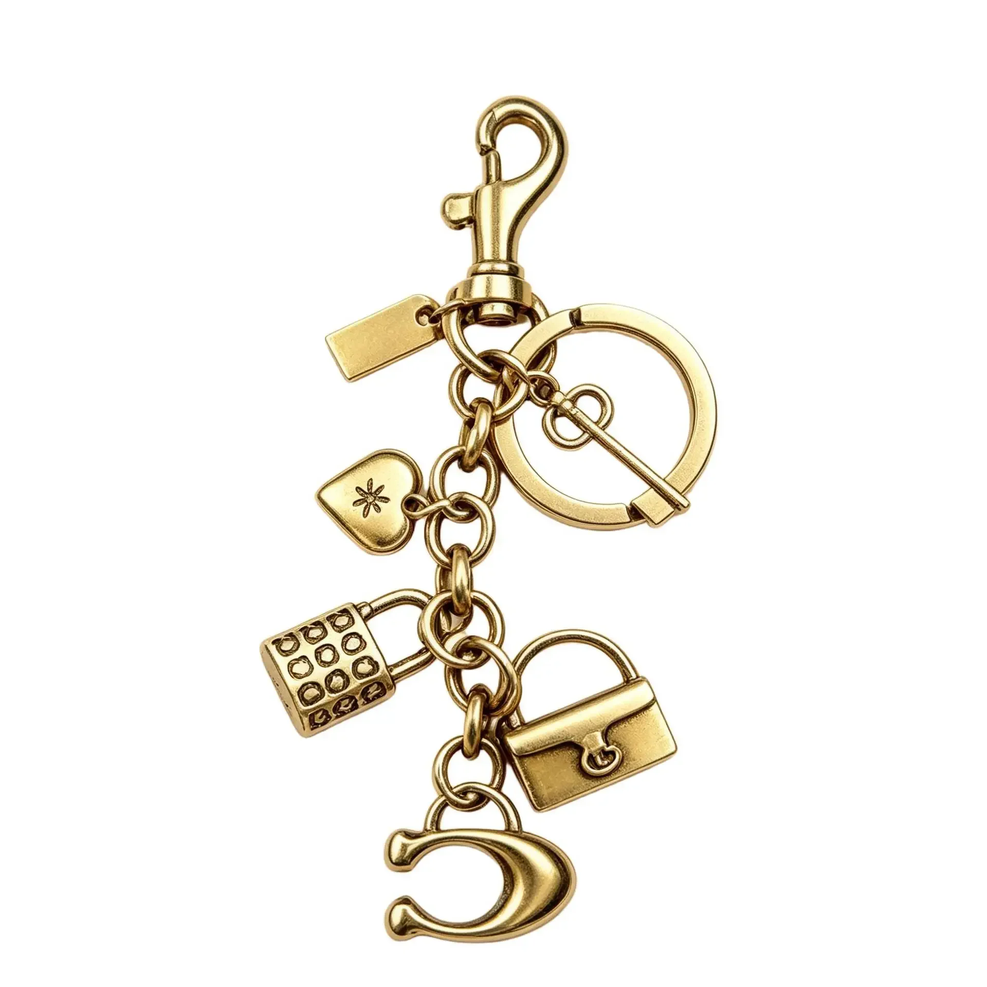 Designer-Taschenanhänger, mattes Gold, Mehrfach-Schlüsselanhänger, luxuriöse Handtaschenaccessoires für gesteppte Lederhandtaschen, Corporate Girl – Detail 5