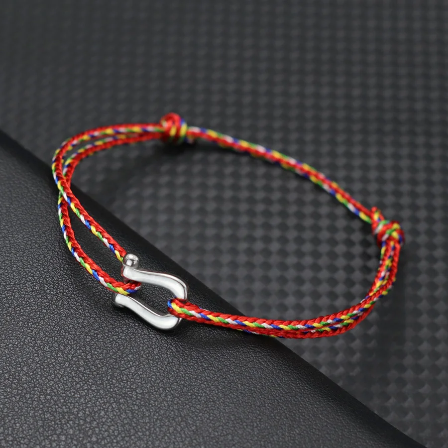 Stylish Ethnic Luck Red Rope Bracelet Unisex Sliding Adjustable Stainless Steel Vachette Clasp Wish Braslet Festival Gift Joias