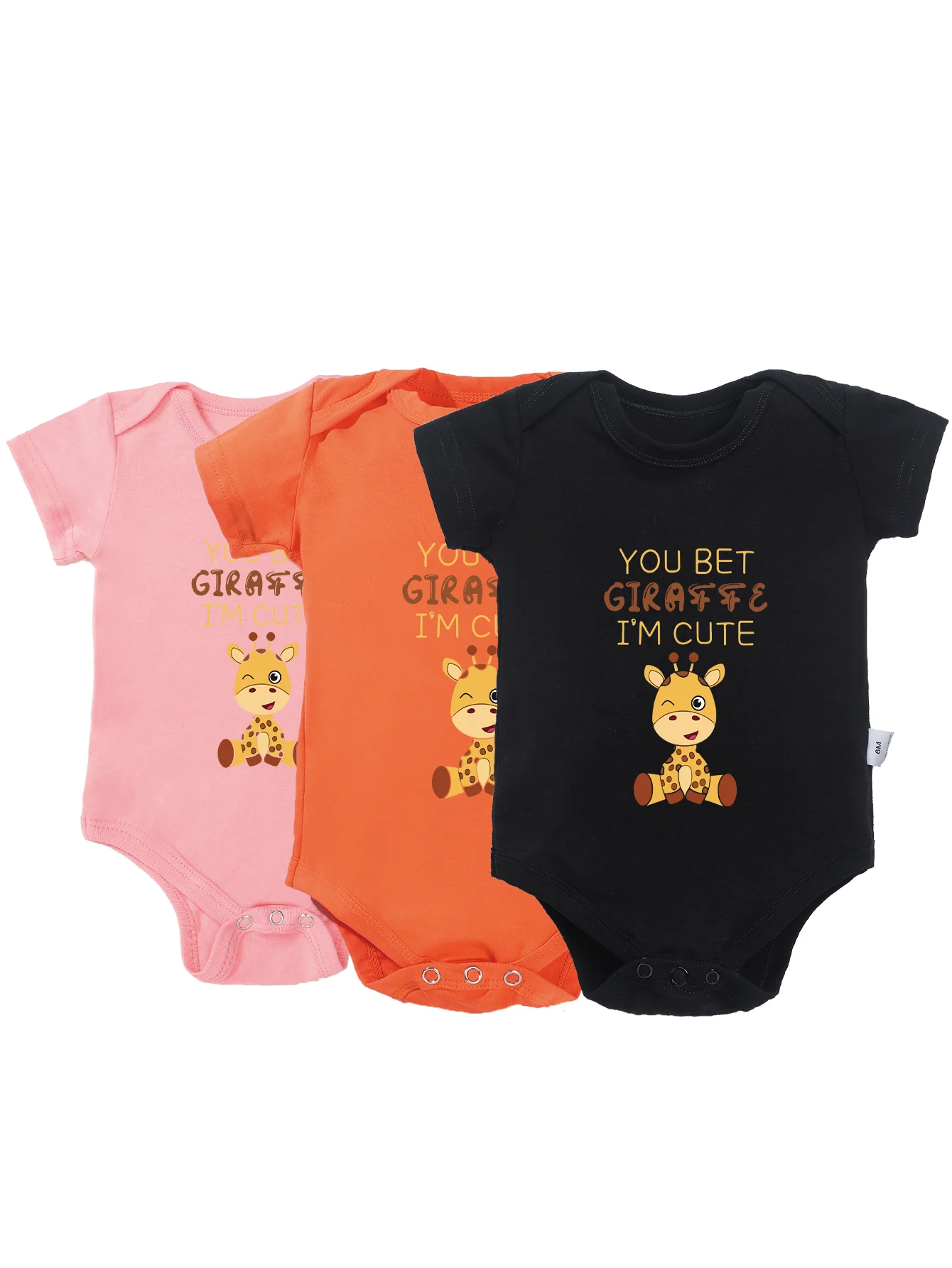 I\'m Cute Carton Printing Fashion Newborn Infant Jumpsuit Short Sleeve You Bet Giraffe Toddler Rompers Baby Boy Girl Bodysuit