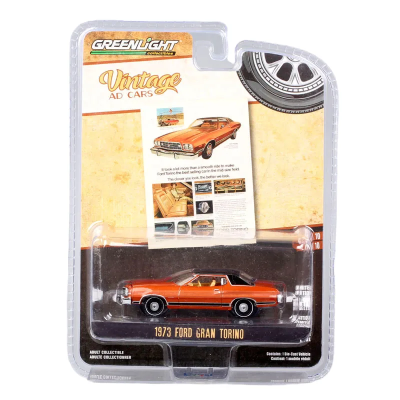 

1/64 Scale Classic 1973 Ford Gran Torino Sports Car Model Diecast Toy Greenlight Vintage Vehicles Collectibles