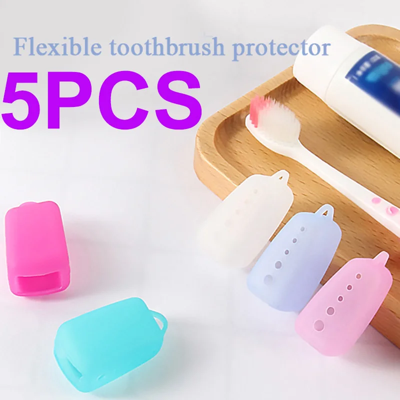 5PCS Silicone Portable Toothbrush Head Covers Travel Hiking Camping Toothbrush Box Brush Cap Case Protective Dustproof Case