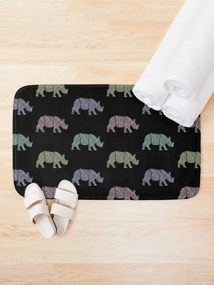 Floral Rhino Bath Mat Bathtub Carpet Bathroom Shower Curtain Toilet Rug Mat