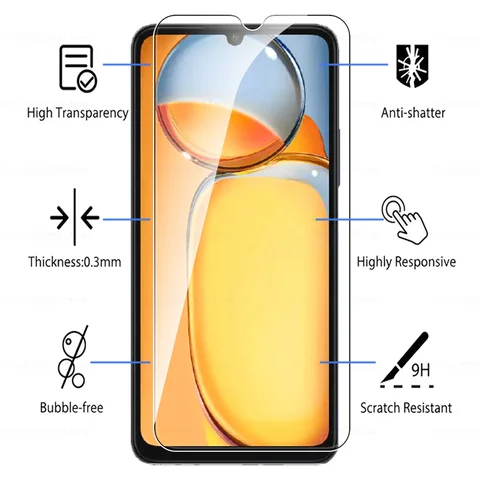 2 шт. HD чехол из закаленного стекла для Xiaomi Redmi 13C Защитные пленки для экрана Redmi 14 C 13C 13 C 14C Redmi13C Защитная пленка для телефона