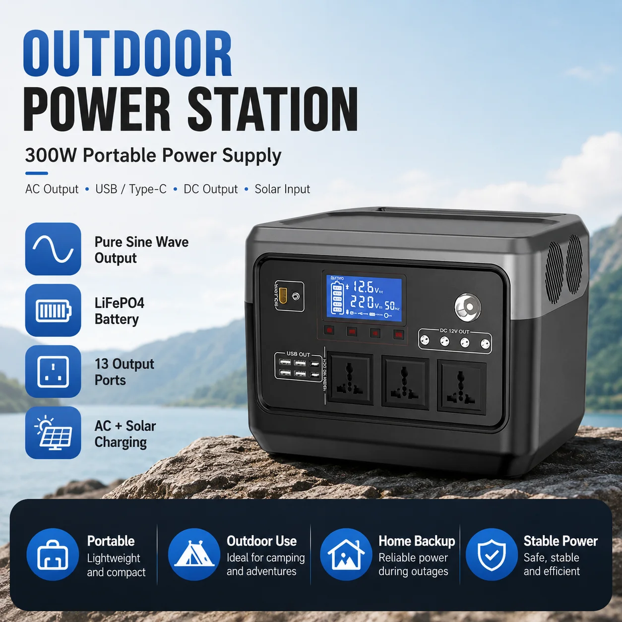 Allpowers ALLPOWERS R2500 2500W Portable Power Station 1920Wh LiFePO4 Battery Backup Power Supply for Outdoor Camping RV Travel Home Use
