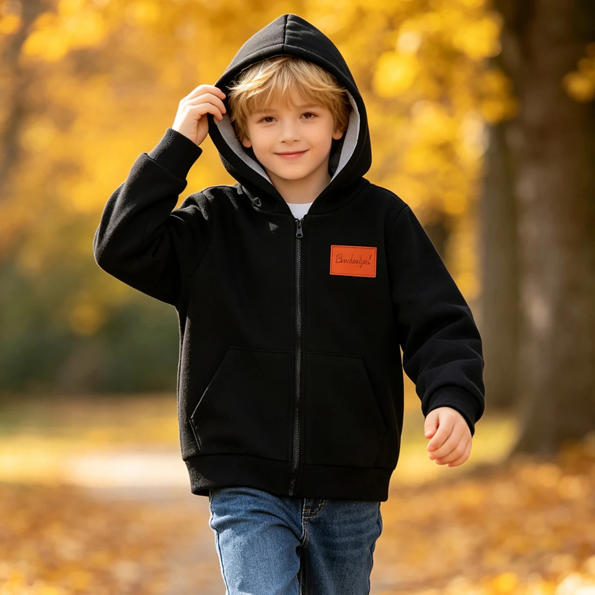 Autumn/winter Children's Solid Color Casual Hoodie Hoodie For Boys And Girls Fashionable And Versatile Zipper Jacket Pocket Top