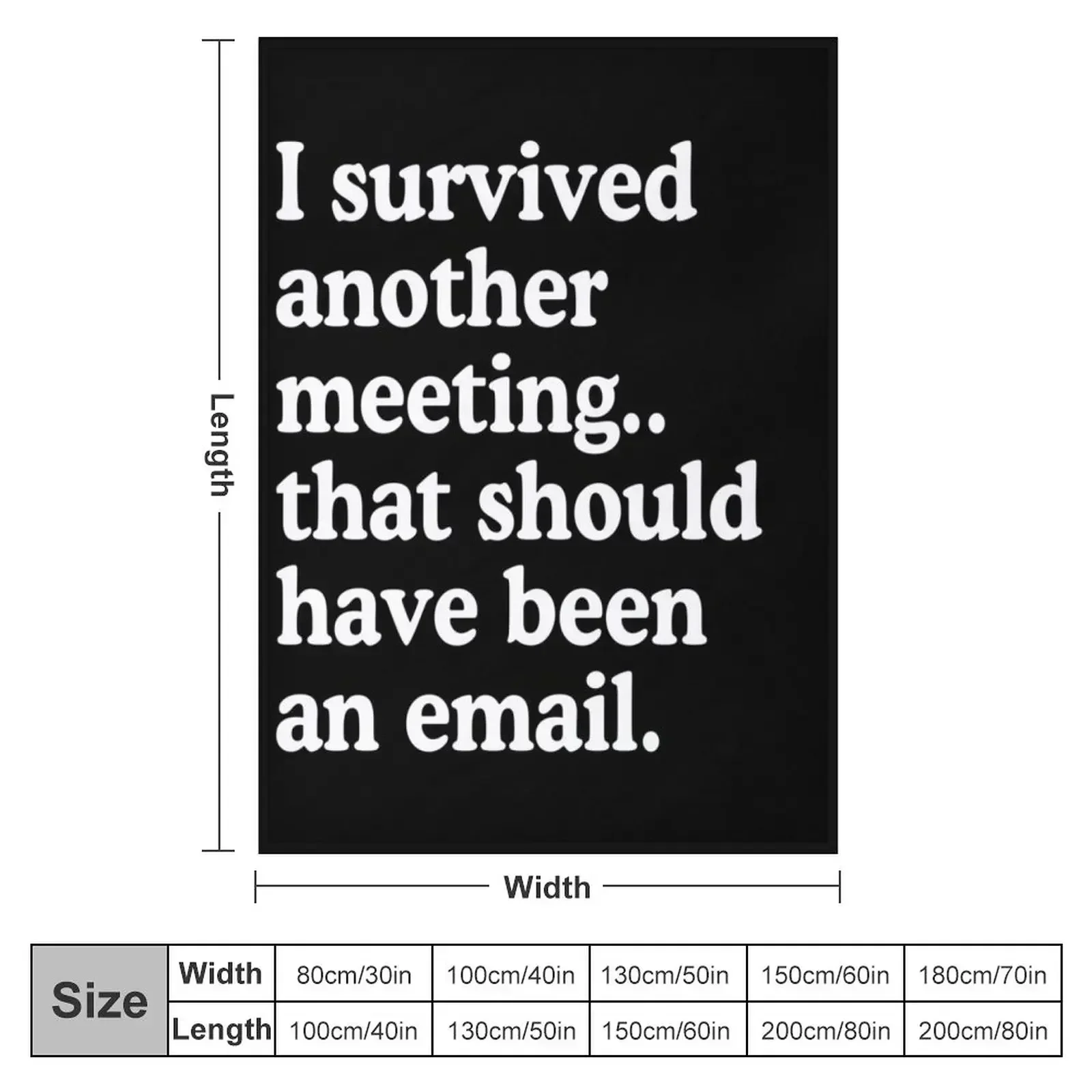 I Survived Another Meeting That Should Have Been An Email Throw Blanket couch cozy soft plush fuzzy picnic outdoor blanket