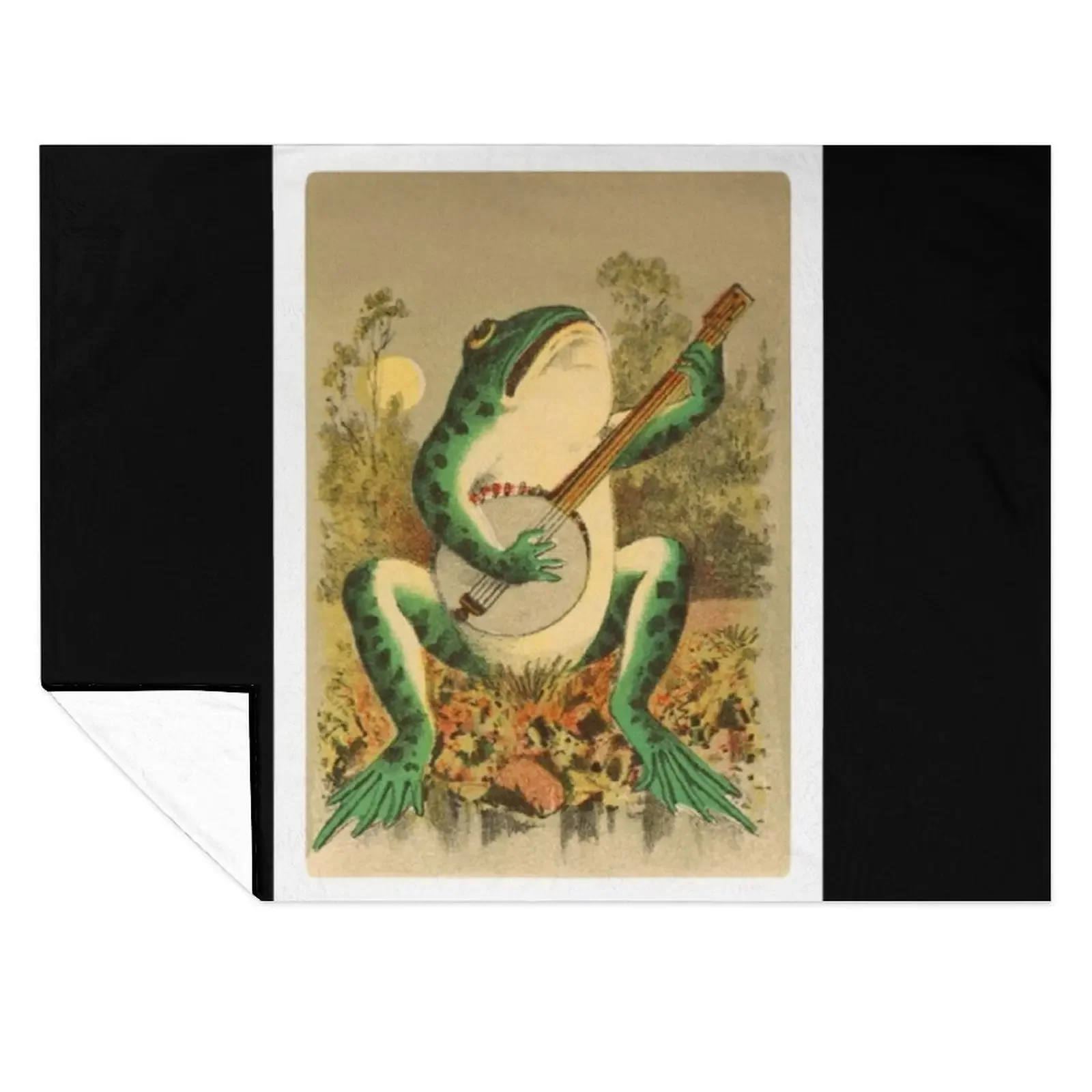 

frog with a banjo Throw Blanket Decorative Sofas Sofa Throw Plaid on the sofa Warm Blankets