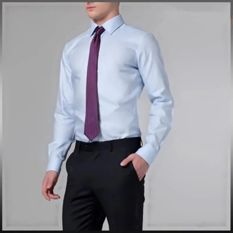 Men Slim Long Sleeves Men Business Cotton Shirt White Shirt