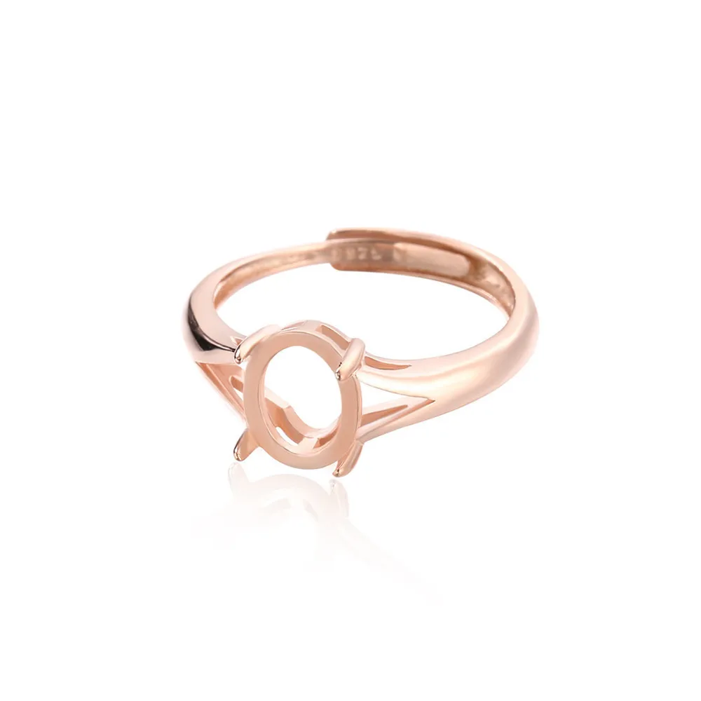 Gold Plated 925 Silver Adjustable Ring Setting for 6x8mm/7x9mm/8x10mm/9x11mm/10x12mm/12x16mm Oval Cabochon