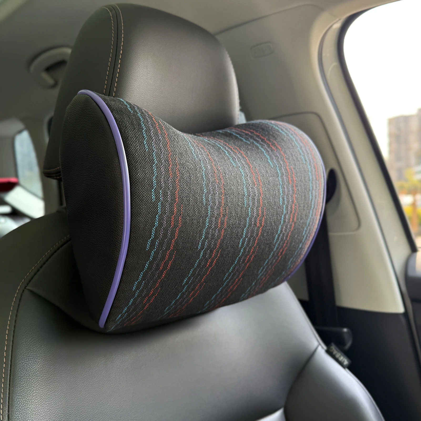 

LS AUTO M Tech Fabric Car Neck Headrest Pillow Car Seat Supports Headrest for BMW Tartan Fabric Memory Foam Headrest Cojines