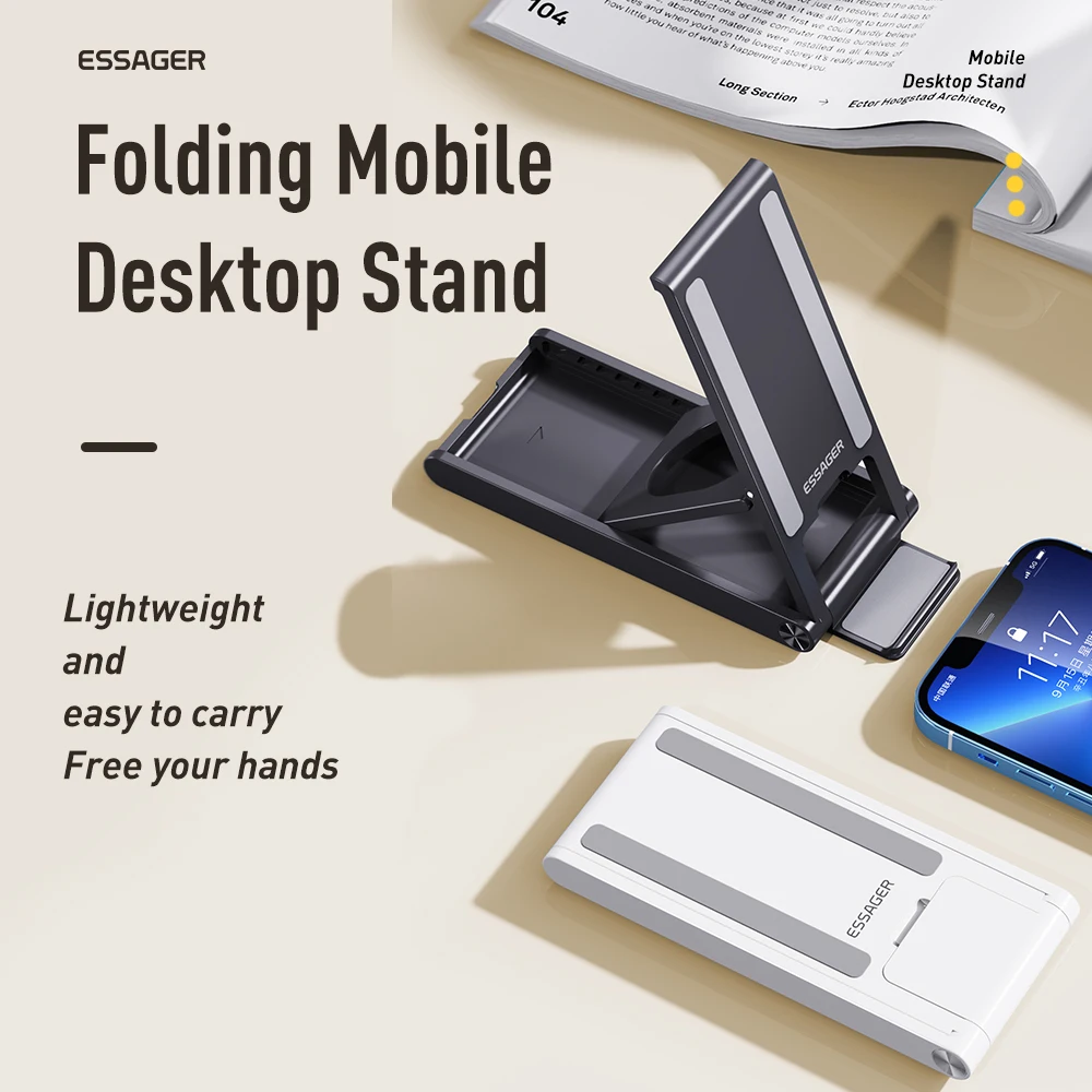 Essager Universal Desktop Mobile Phone Holder Stand For iphone14 13 Pro Max iPad Xiaomi Foldable Desk Bracket Portable Stand New