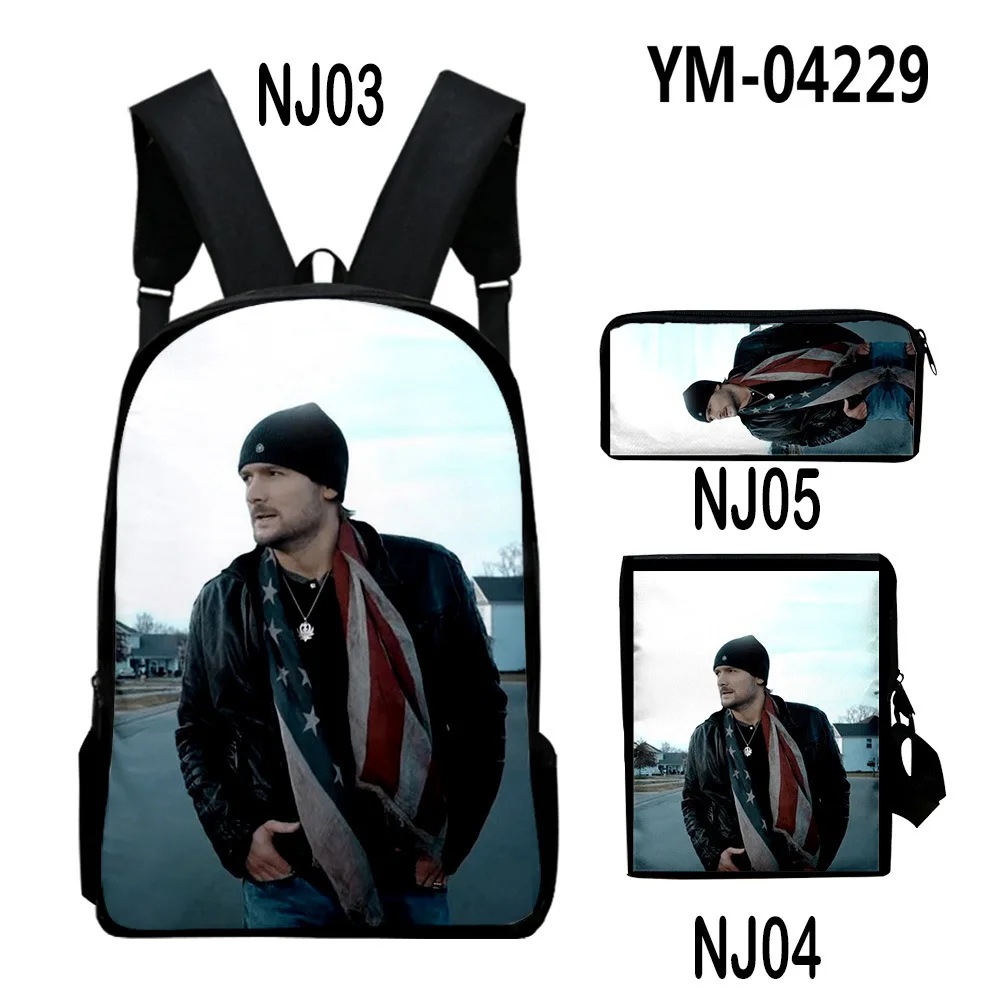 Creative Youthful Peculiar Eric Church 3D Print 3pcs/Set Student Travel bags Laptop Daypack Backpack Shoulder Bag Pencil Case