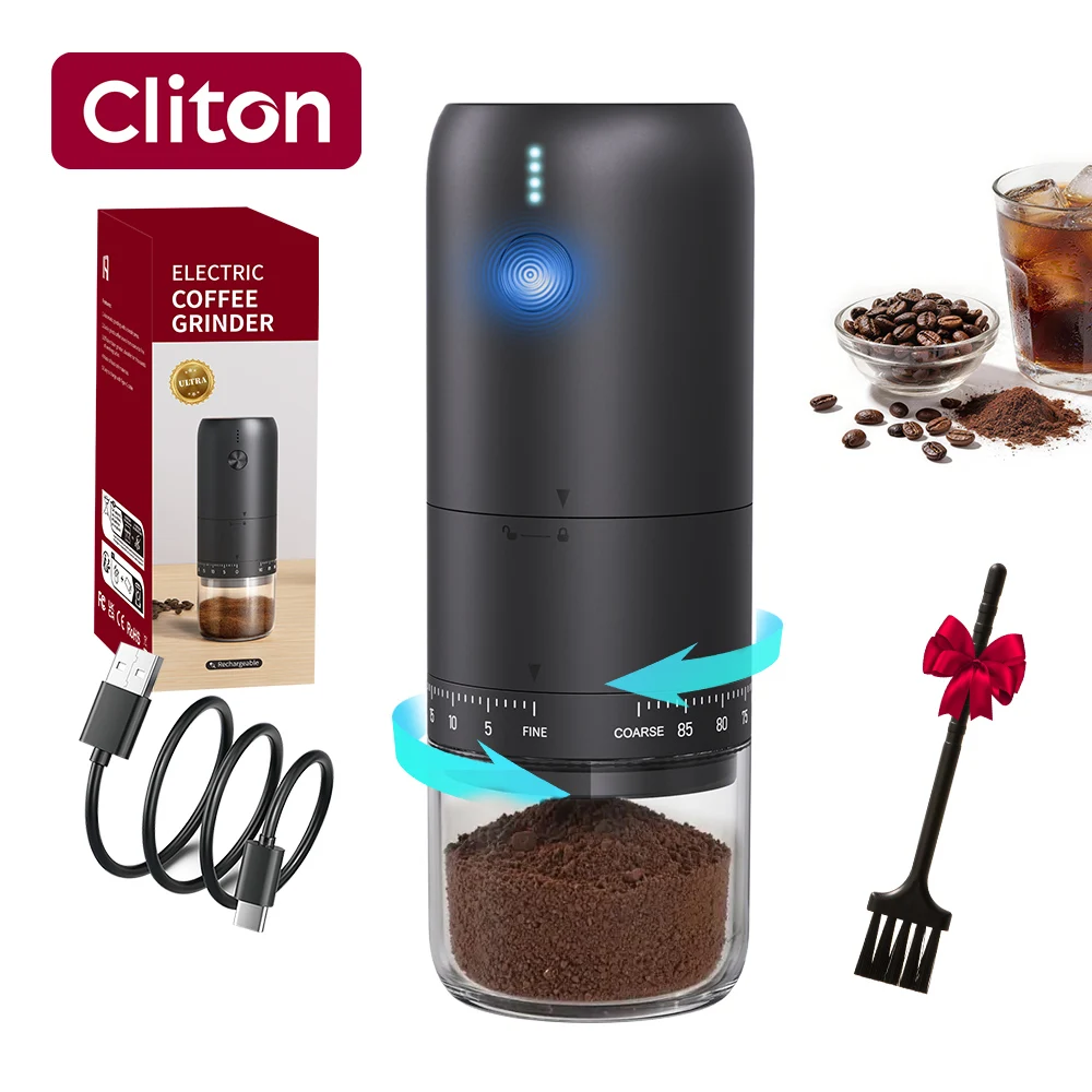 Cliton High Efficiency Automatic Rechargeable Office Coffee Grinder with High Efficiency Grinding