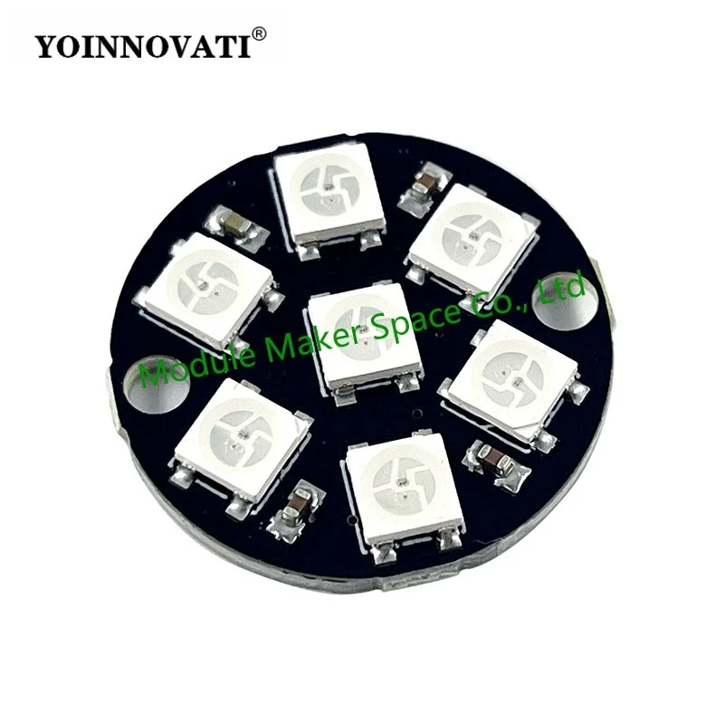 1pcs 7-Bit WS2812 5050 RGB LED Light Built-in Full Colored Drive Intelligent Development Board Round Ring Module 7 LED Lamp Bead
