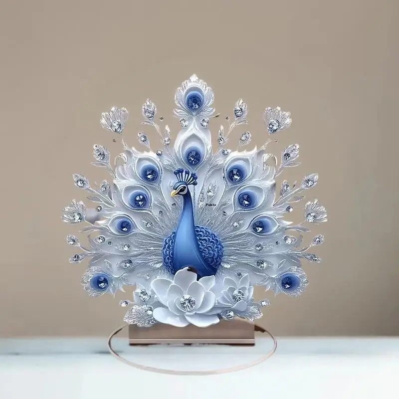 Decor Peacock Figure Peacock Decor For Office Housewarming Gift Desktop Decor Ornament
