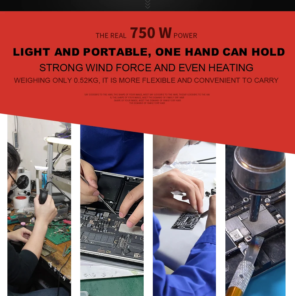 JCD 8208 Micro Hot Air Gun 750W Air dryer for soldering LCD Digital Display All-in-one Heat gun BGA IC Solder Tool