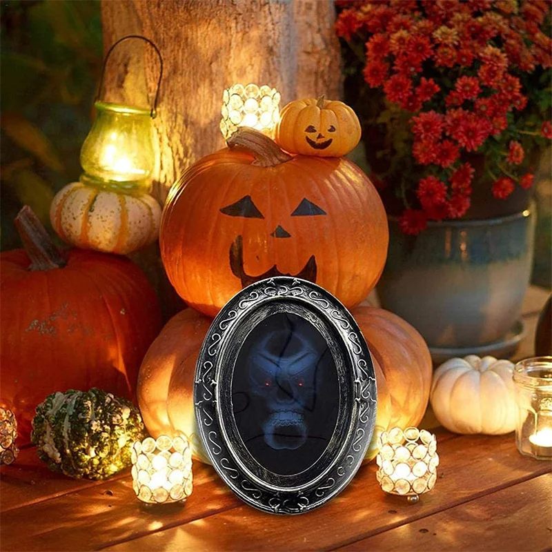 Halloween Scary Decoration Magic Mirror Ghostface With Creppy Sound And Light Performance Props Masquerade Bar Horror Decor