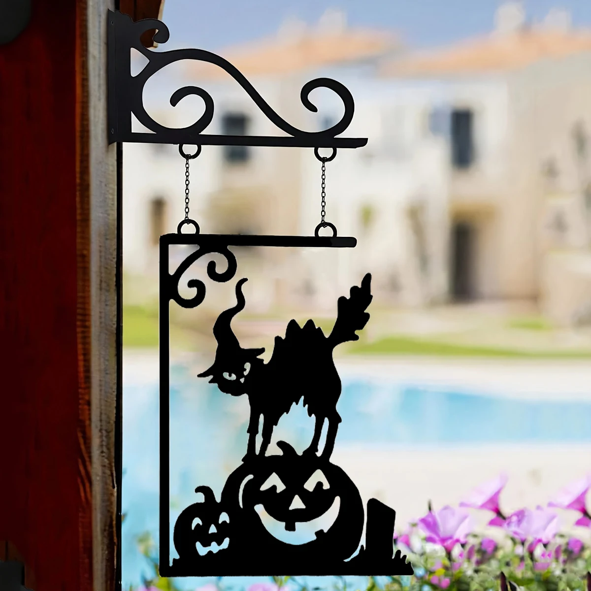 Halloween Silhouette Metal Sign, Black Cat Metal Silhouette, Silhouette Yard Sign, Outline Wall Decoration, Suitable for Halloween