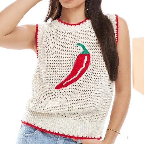 

Sleeveless Knitted Vest Women's 2025 Autumn/Winter New Women's Top Loose Hollow Fashion Vest Women