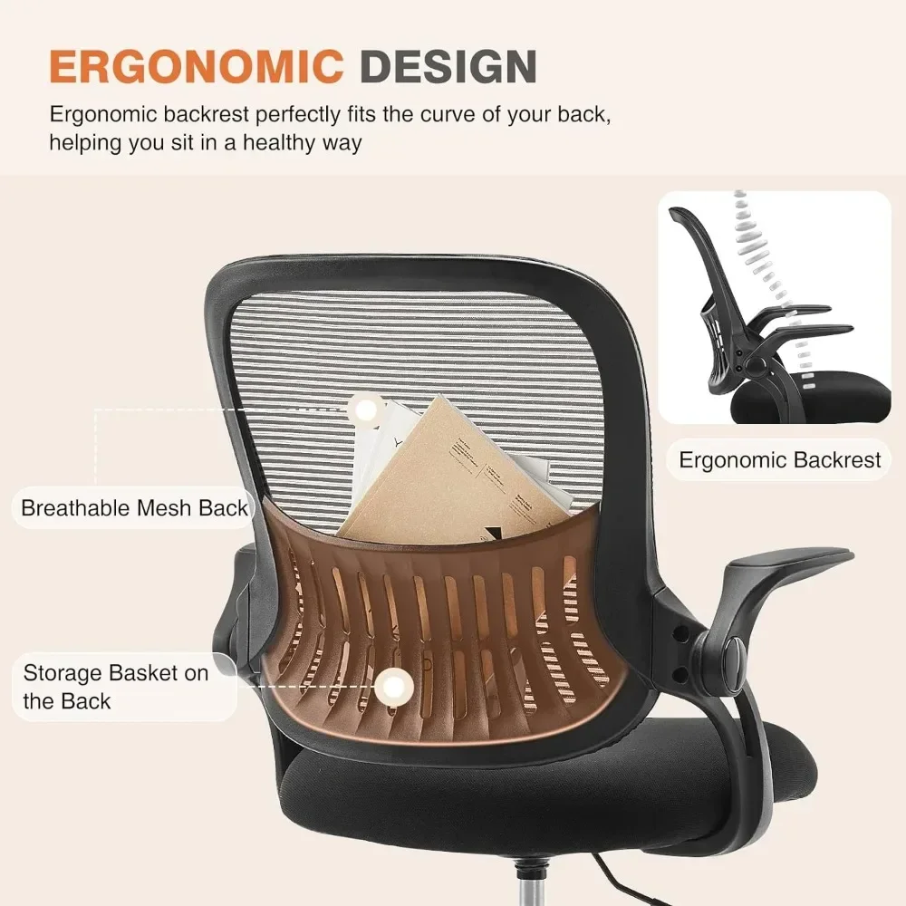 Chaise de Bureau Ergonomique à Dossier Moyen, en Maille, Roulante, Confortable, pour Ordinateur de Bureau