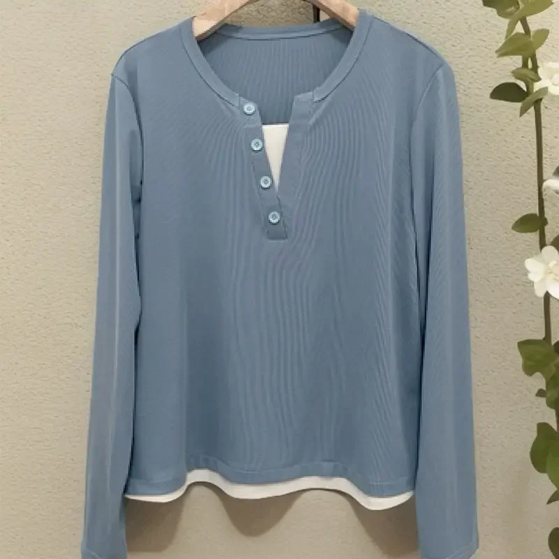 Fashion Casual Patchwork T-Shirt Spring Autumn New Women's