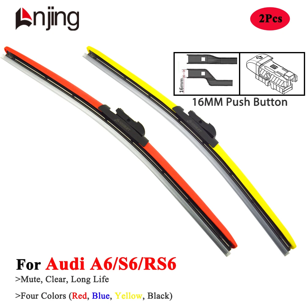 

LNJING Colorful Wiper Blades For Audi A6 S6 RS6 Sedan C4 C5 C6 4F C7 C8 1994 1997 2001 2005 2010 2019 2023 2024 Car Accessories